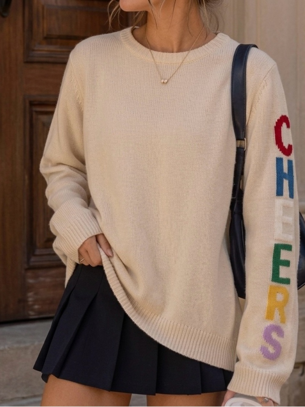 Aerie Cheers Down to Earth Crew Sweatshirt - Soft Oat - Size XS (Oversized)